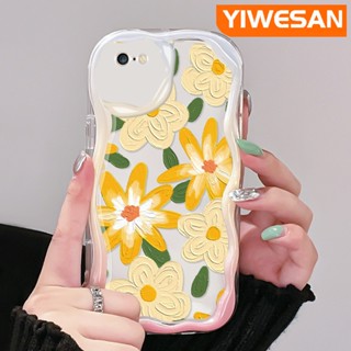 เคสโทรศัพท์มือถือ ซิลิโคนนุ่ม ใส กันกระแทก ลายการ์ตูนภาพวาดสีน้ํามัน รูปคลื่น ดอกไม้ สําหรับ iPhone 6 6 Plus 6s 6s Plus 7 Plus 8 Plus SE 2020