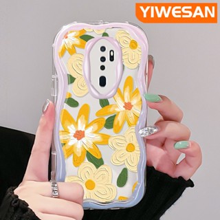 เคสโทรศัพท์ ซิลิโคนนิ่ม ใส กันกระแทก ลายการ์ตูนภาพวาดสีน้ํามัน รูปคลื่น ดอกไม้ สําหรับ OPPO A5 2020 A9 2020