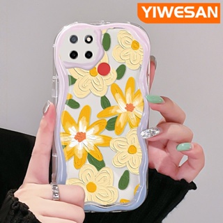 เคสโทรศัพท์มือถือ ซิลิโคนนุ่ม ใส กันกระแทก ลายการ์ตูนภาพวาดสีน้ํามัน รูปคลื่น ดอกไม้ สําหรับ Realme C12 C15 C21 C25 C25s Narzo 20 Narzo 30A Narzo 50A