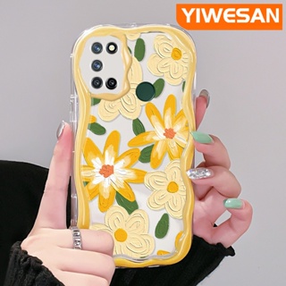 เคสโทรศัพท์มือถือ ซิลิโคนนิ่ม ใส กันกระแทก ลายการ์ตูนภาพวาดสีน้ํามัน รูปคลื่น ดอกไม้ สําหรับ Realme 7 Pro 7i C17 Narzo 20 Pro