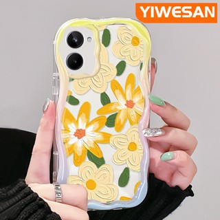 เคสโทรศัพท์มือถือ ซิลิโคนนิ่ม กันกระแทก ลายการ์ตูนภาพวาดสีน้ํามัน รูปคลื่น ดอกไม้ สีโปร่งใส สําหรับ Realme 10