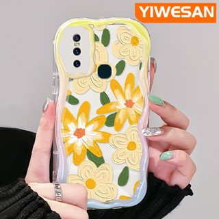 เคสโทรศัพท์มือถือ ซิลิโคนนิ่ม ใส กันกระแทก ลายการ์ตูนภาพวาดสีน้ํามัน รูปดอกไม้ สําหรับ VIVO S7 V20 Pro V15 Pro