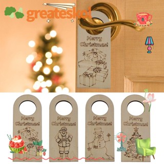 Greateskol ป้ายไม้แขวนประตู ลาย Merry Christmas กันน้ํา ทนทาน สําหรับตกแต่งห้อง โรงแรม