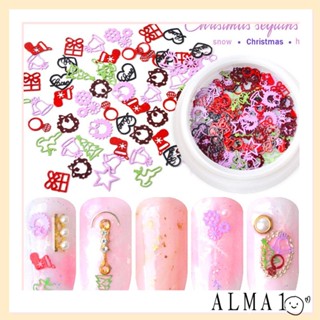 Alma อุปกรณ์ตกแต่งเล็บ ลายคริสต์มาส หลากสีสัน DIY