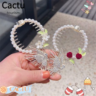 Cactu กิ๊บติดผม โลหะ พลอยเทียม หรูหรา สําหรับผู้หญิง เด็กผู้หญิง