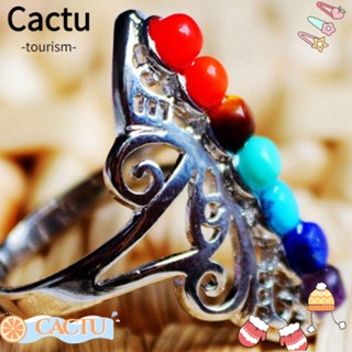 Cactu Reiki แหวนอัญมณี หินกลวง เครื่องประดับบําบัดนิ้วหัวแม่มือ