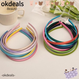 Okdeals ที่คาดผม ผ้าซาติน 1 ซม. หลากสีสัน สําหรับผู้หญิง DIY