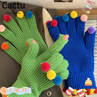 Cactu ถุงมือผ้าขนสัตว์ แบบหนา ให้ความอบอุ่น หน้าจอสัมผัส