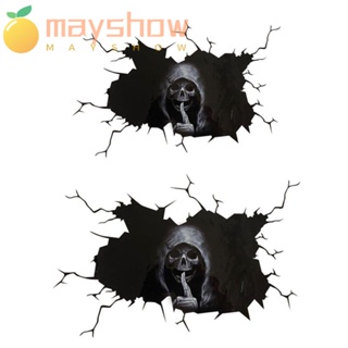 Mayshow สติกเกอร์หัวกะโหลกฮาโลวีน ป้องกันรอยขีดข่วน ปลอดสารพิษ รถบรรทุก รถจักรยานยนต์ สติกเกอร์ติดผนัง กระจกหลัง สติกเกอร์กะโหลก