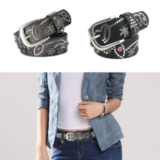 Chu Bling Bling Cowboy Cowgirl เข็มขัดเอวกางเกงยีนส์กระโปรงโลหะผสม Rivet Belt สําหรับวัยรุ่น