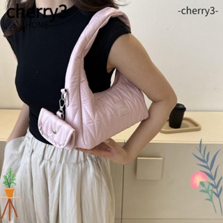 Cherry3 กระเป๋าถือ กระเป๋าสะพายไหล่ สะพายข้าง หนัง Pu ความจุสูง สีพื้น สําหรับเด็กผู้หญิง