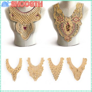 Shoogth ปลอกคอผ้าลูกไม้ สําหรับตกแต่งเสื้อผ้า DIY 2 ชิ้น