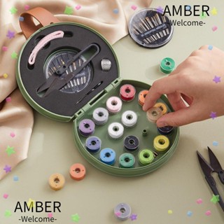 Amber ชุดด้ายเข็มเย็บผ้า ขนาดเล็ก สีเขียว DIY สําหรับเด็ก ผู้ใหญ่ ผู้เริ่มต้น