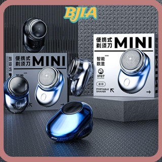 Bja เครื่องโกนหนวดเครา มีดโกนไฟฟ้า ดิจิทัล แบบชาร์จ USB ขนาดเล็ก IPX7 กันน้ํา สําหรับผู้ชาย