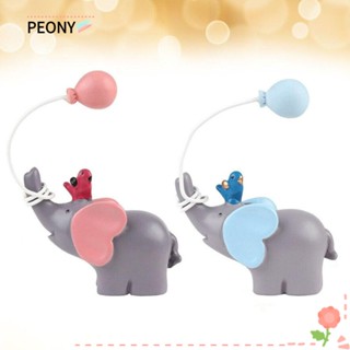 Peonypavilion ตุ๊กตาช้างน่ารัก ขนาดเล็ก สีฟ้า สีชมพู สําหรับตกแต่งเค้กตั้งโต๊ะ