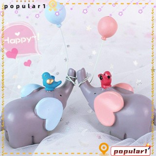 Popular ตุ๊กตาช้าง ลูกโป่ง ช้างไมโคร เครื่องประดับแฟชั่น มินิ สีฟ้า/สีชมพู ตกแต่งโต๊ะ