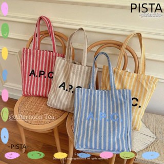 Pista กระเป๋าถือ ผ้าแคนวาส ผ้าฝ้าย พิมพ์ลายตัวอักษร จุของได้เยอะ 6 สี สําหรับผู้หญิง