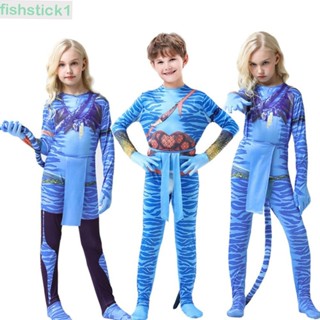 Fishstick1 ชุดจั๊มสูทรอมเปอร์ ลาย Avatar Jake Sully Neytiri Zentai เหมาะกับปาร์ตี้ฮาโลวีน สําหรับเด็กผู้ชาย