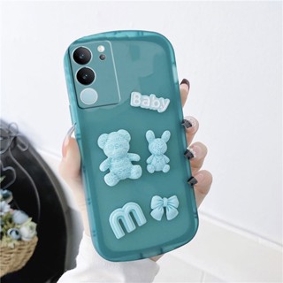 ใหม่ เคสโทรศัพท์มือถือนิ่ม แบบใส ป้องกันเลนส์กล้อง ลายกระต่าย หมีน่ารัก แฟชั่น สําหรับ VIVO V29 5G 2023 VivoV29