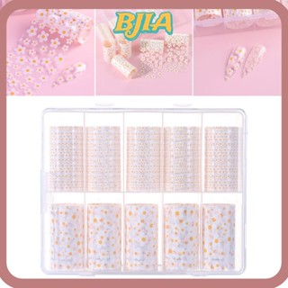 Bja ฟอยล์โฮโลแกรมเลเซอร์ ลายดอกไม้ สําหรับตกแต่งเล็บ