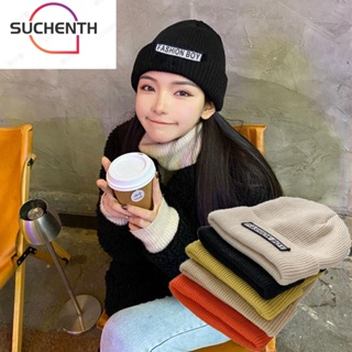 Suchenth หมวกบีนนี่ ผ้าถัก ลําลอง สีพื้น น่ารัก สําหรับผู้หญิง 5 สี