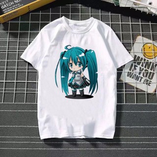 เสื้อยืดแขนสั้น คอกลม พิมพ์ลาย Hatsune Miku Q Version สองมิติ สําหรับเด็กผู้หญิง และนักเรียน