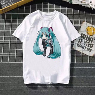 เสื้อยืดแขนสั้น คอกลม พิมพ์ลาย Hatsune Miku Q Version สองมิติ สําหรับเด็กผู้หญิง และนักเรียน