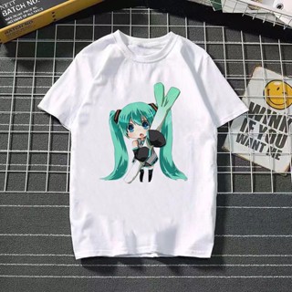 เสื้อยืดแขนสั้น คอกลม พิมพ์ลาย Hatsune Miku Q Version สองมิติ สําหรับเด็กผู้หญิง และนักเรียน