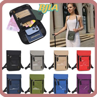 Bja กระเป๋าสตางค์ คล้องคอ สลิม สําหรับเดินทาง พร้อมสายคล้องคอ ปรับได้ บล็อก RFID