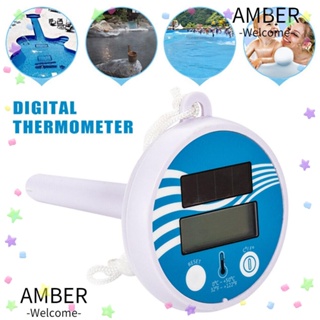 Amber เครื่องวัดอุณหภูมิน้ํา ดิจิทัล พลังงานแสงอาทิตย์ ABS หน้าจอ LCD กันน้ํา สําหรับสระว่ายน้ํา