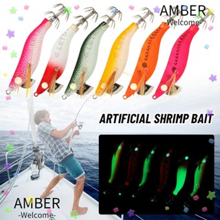 Amber เหยื่อตะขอถัก รูปกุ้ง เหมือนจริง เรืองแสง ขนาด 7.9 ซม. 5.2 กรัม 1.5#