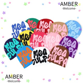 Amber หมวกถัก ลายหัวกะโหลก สไตล์ฮิปฮอป สําหรับผู้ชาย ผู้หญิง Y2k