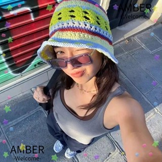 Amber หมวกถักนิตติ้ง อะคริลิค ทรงกลม ลายทาง สไตล์ชาวประมง สําหรับผู้หญิง 2023