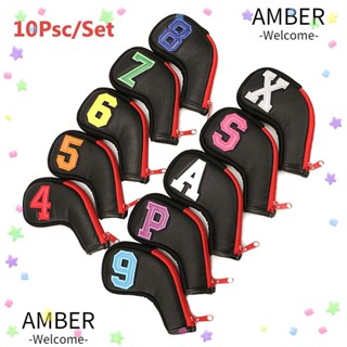 Amber ปลอกสวมหัวไม้กอล์ฟ คอยาว 10 ชิ้น ต่อชุด