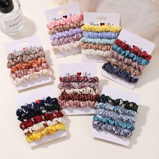 5 ชิ้น / เซต แฟชั่นเกาหลี Scrunchies ยางรัดผม พิมพ์ลายเสือดาว ผู้หญิง ยืดหยุ่น เครื่องประดับผมผู้หญิง