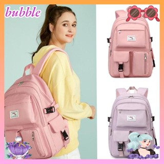 Bubble กระเป๋าเป้สะพายหลัง กระเป๋านักเรียน ขนาดใหญ่ สีพื้น สําหรับผู้หญิง