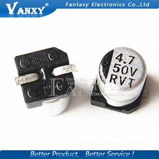 ตัวเก็บประจุอลูมิเนียมไฟฟ้า 50V4.7UF 4*5.4 มม. SMD 4.7uf 50v 10 ชิ้น