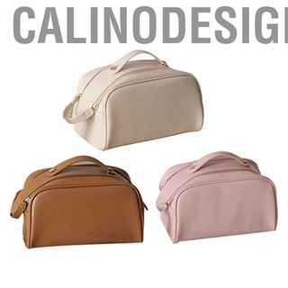 Calinodesign Makeup Bag  Double Zipper Cosmetic Portable Handle Large Opening for Travel Short Trip