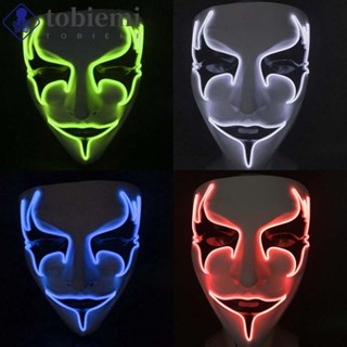 Tobiepz V For Vendetta Mask หน้ากากไฟนีออน LED เพ้นท์มือ รูปตานก สยองขวัญ ตลก กระพริบ หน้ากากเรืองแสง หน้ากากฮาโลวีน หน้ากากอุปกรณ์ประกอบฉาก หน้ากากเรืองแสงเต็มหน้า