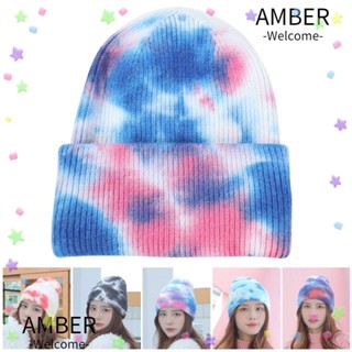 Amber หมวกบีนนี่ลําลอง ผ้าถัก คุณภาพสูง สีพื้น สําหรับผู้หญิง