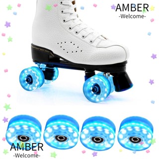 Amber ตลับลูกปืนล้อสเก็ต แบบแถวคู่ สีชมพู สีฟ้า 4 ชิ้น ต่อแพ็ค