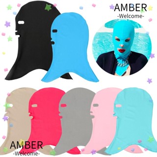 Amber Facekini หมวกว่ายน้ํา กันแดด กันน้ํา แบบพกพา กันลม น้ําหนักเบา ยืดหยุ่นสูง ป้องกันแดดกลางแจ้ง