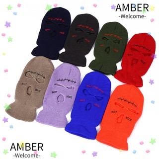 Amber หมวกไหมพรม หมวกถัก หมวกบีนนี่ 3 หลุม อบอุ่น