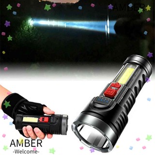 Amber ไฟฉายสปอตไลท์ LED COB แบบพกพา ชาร์จแบตเตอรี่ได้