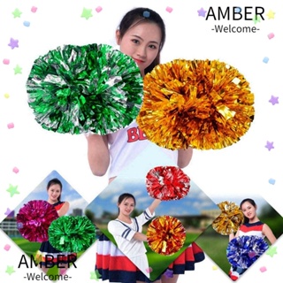 Amber ปอมปอมเชียร์ลีดเดอร์ ด้ามจับรูคู่ สําหรับตกแต่งปาร์ตี้ เต้นรํา