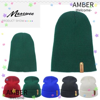 Amber หมวกบีนนี่ลําลอง ผ้าถัก 5 สี สําหรับผู้หญิง และผู้ชาย