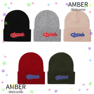 Amber หมวกบีนนี่ ผ้าถัก ปักลายน่ารัก 5 สี สําหรับผู้หญิง และผู้ชาย