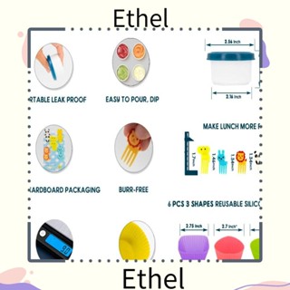 Ethel1 ชุดกล่องอาหารกลางวัน 20 ชิ้น พร้อมส้อมจิ้มผลไม้ และถ้วยเค้ก ไฟเบอร์ข้าวสาลี แบบพกพา เป็นมิตรกับสิ่งแวดล้อม สีฟ้า