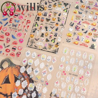 Willis สติกเกอร์ตกแต่งเล็บ ลายฟักทองฮาโลวีน DIY