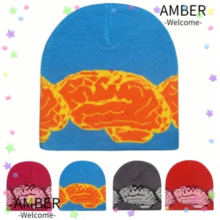 Amber หมวกแก๊ป ผ้าถัก ลายกะโหลก Y2k สไตล์ฮิปฮอป